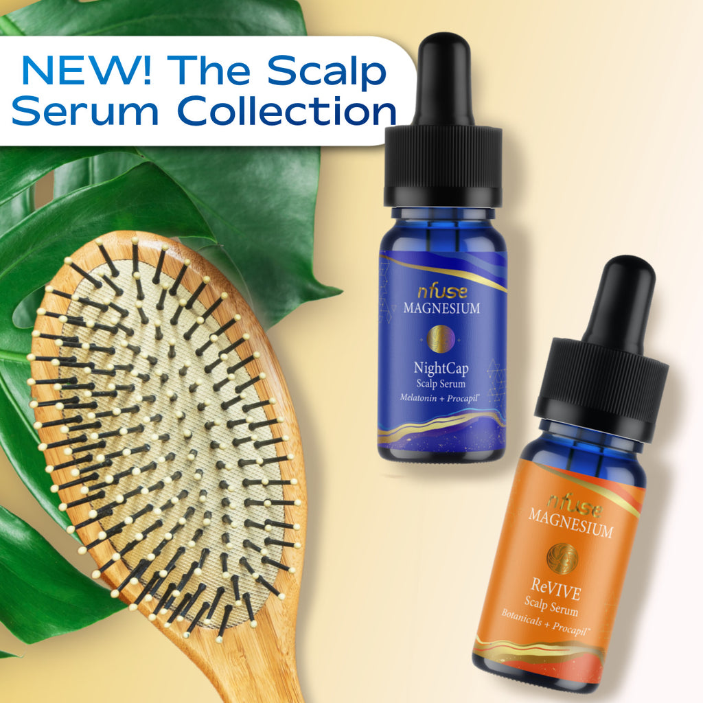 NEW! The Scalp Serum Collection, with USP magnesium, melatonin, botanicals and Procapil - treatment for hair loss, relaxation and sleep