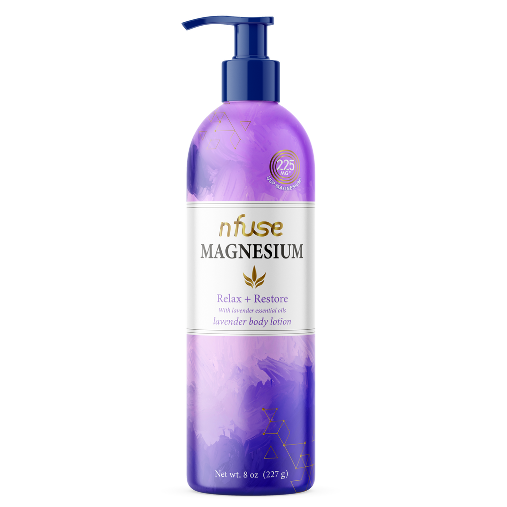 nfuse Magnesium Relax + Restore lavender body lotion with lavender essential oils for relaxation